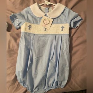 Cecil and Lou NWT 2T boys christening blue smocked outfit.